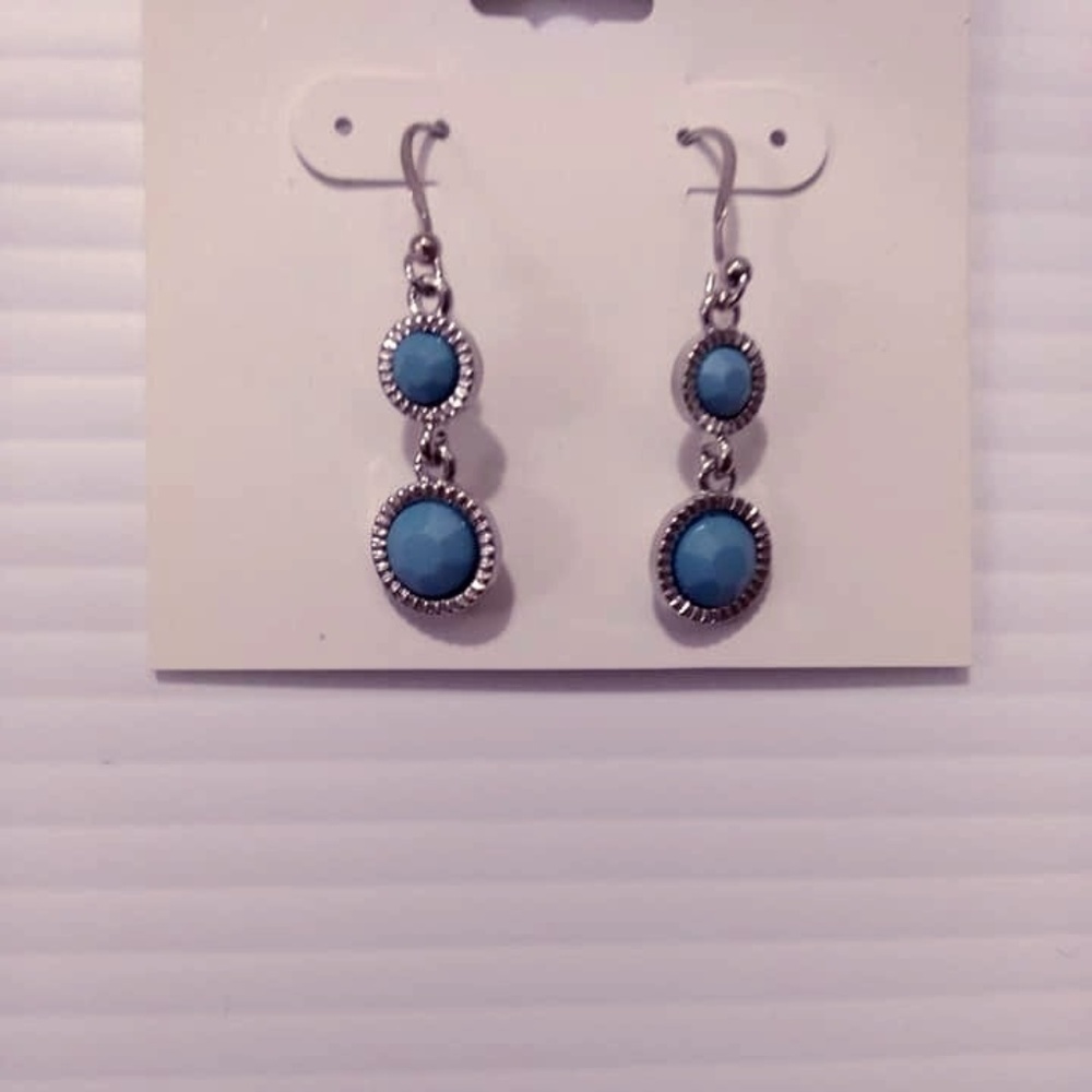 NWT Color Silver & Aqua Linea drop earrings